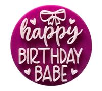 'Happy Birthday' Embosser Stamp for Icing Fondant Cupcake Cake Decoration Frosting Sugar Paste Cookie Baking 6 cm Diameter (Pattern 4)