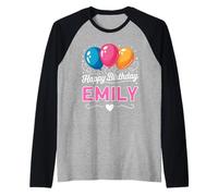 Happy Birthday Emily Raglan Baseball Tee