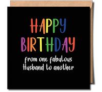 Happy birthday fabulous Husband gay greeting card - lgbtqia+ card - gay card - lgbt card -Gay Birthday card - card - same sex card - queer card - 150mm x 150mm Premium Card 300gsm