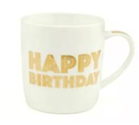 Happy Birthday Fine China Mug, White & Gold, in A Presentation Box