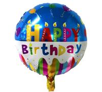 Happy Birthday Foil Balloon 45 cm - Round Balloon with Colourful Candles in Blue and White - Can be Filled with Air or Helium - Perfect Party Decoration for Birthday Parties, Weddings and More