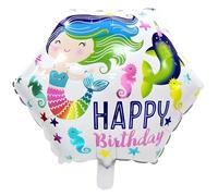 Happy Birthday Foil Balloon 45 cm Square - Colourful Multivirgin as Party Decoration - Can be Filled with Air or Helium, Gift for Birthdays, Weddings & Celebrations - Automatic Close Valve