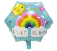 Happy Birthday Foil Balloon Square - 45 cm Rainbow Blue Colourful, Can Be Filled with Air or Helium, Reusable, Self-Sealing Balloon for Birthday Parties and Parties, Long Shelf Life