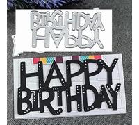 Happy Birthday Frame Dies Metal Die Cuts, Happy Birthday Frame Cutting Dies Cut Stencils for DIY Scrapbooking Cards Photo Album Decorative Embossing Paper Dies for Scrapbooking Card Making
