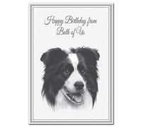 Happy Birthday from Both of Us card - Unique Design - Unusual Fine Art Collie Dog - Premium quality greetings - Superior printing - Special wishes to parents