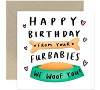 Happy Birthday From Furbabies - Birthday Card from Dogs - For Wife, Husband, Boyfriend, Girlfriend - Cute Birthday Gift from Dogs - We Woof You Funny Dog Pun | Blank Inside