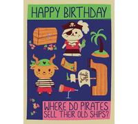 Happy Birthday Funny Pirates Card - Cute Kid's Birthday Card