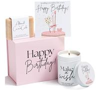 Happy Birthday Gift Box - Birthday Cake Candle & Soap Basket Set, Cute Candles Gifts for Women - Unique Present Ideas for Her, Woman, Friend, Mom, Sister, Coworker, Employee, Female