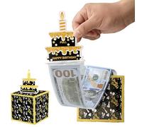 Happy Birthday Gift Box - Black Gold Pull Surprise Money Box for Kids/Adult Presents