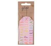 Glick Luxury Pack of 4 Happy Birthday Pink Gift Tags, Pink Happy Birthday Tags x 4, Multipack