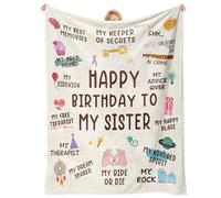 Happy Birthday Gifts for Sister, Sisters Birthday Gift from Sis, Funny Presents for Big/Little Sisters, Birthday Christmas Graduation Gifts, Unique Gift for Dear Sis, Best Soft Throw Blanket 60"x50"