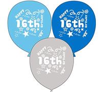 Happy Birthday Glitz Balloons Tri Products, 13th, 16th, 18th, 21st, 30th, 40th, 50th, 60th, 70th, 80th, 90th, 100th (Blue, 16th)