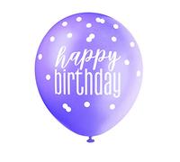 Happy Birthday Glitz Petal Pink, Spring Lavender, & White Latex Balloons - Perfect for Birthday Celebration - 6ct