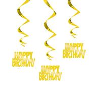 Happy Birthday Gold Foil Hanging Swirl Decorations 81)m Pack of 3 - Stunning and Elegant Party Decor