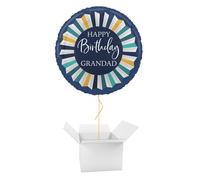 Happy Birthday Grandad Round Foil Helium Balloon - Inflated Balloon in a Box