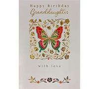Happy Birthday Granddaughter Card with Butterfly Design