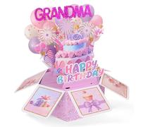 Happy Birthday Grandma Pop up Card, Colorful Pop up Greeting Card for Great Grandma Creative Birthday Gift Popup Box Creative Gifts Envelope for Granny Grandmother