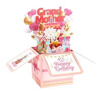 Happy Birthday Grandmother Pop Up Card, Colorful Balloons & Fireworks 3D Foldable Birthday Greeting Card with Envelope Creative Gift & Party Decor Keepsake for Grandmother