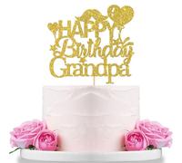 Happy Birthday Grandpa Cake Topper Grandpa Grandfather Birthday Cake Decor Super Dad Bday Party Decoration Supplies Gold Glitter