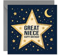 Happy Birthday Great Niece Card Navy Space Stars Greeting Card for Her Birthday Cards for Great Niece