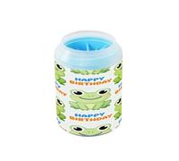 Happy Birthday Green Frog Portable Pet Paw Cleaner Cup Soft Silicone Brush Pets Supplies and Accessories for Small Medium Large Breed Dogs/Cats