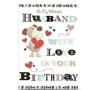 Happy Birthday Greeting Card for Husband 17.5 x 25 Cm For My Wonderful Husband With Love On Your Birthday