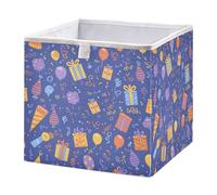 Happy Birthday Hat Cube Storage Bins ,Large Clothes Organizer Box, Collapsible Fabric Storage Baskets, for Bedroom, Living Room, Study Room, 11.02×11.02×11.02 inch