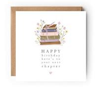 Happy Birthday Here's to Your Next Chapter Greeting Card, 15x15 cm, 300gsm Cardstock, Blank Inside, with Kraft Envelope