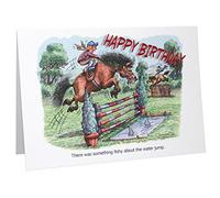 Happy Birthday Horses & Ponies Humour Cartoon A5 Funny Blank Greeting Card by Armand Foster