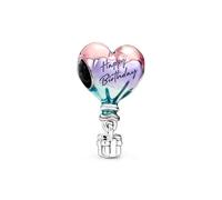 Happy Birthday Hot Air Balloon Charm 925 Sterling Silver Charm Compatible with many UK Charm Bracelets.