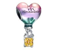 Happy Birthday Hot Air Balloon Charm for Pandora Charms Bracelet Sterling Silver Birthstone Charms Gifts for Women November