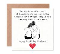 Happy Birthday Husband Card - Funny Husband Birthday Card with Envelope - Anniversary Card For Him From Wife - Greeting Card for Husband's Birthday Partner