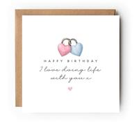 Happy Birthday I Love Doing Life with You Card, Padlock Heart Design, Kraft Envelope, 300gsm, Blank Inside