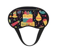 Happy Birthday Images Sleep Mask for Side Sleeper Soft Breathable Sleeping Eye Mask Blackout Silk Eye Sleep Shade Cover with Elastic Strap Night Blindfold for Women Men Travel Nap