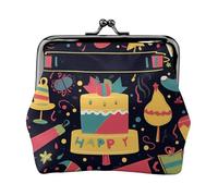 Happy Birthday Images Small Coin Purse For Women, Kiss-Lock Wallet Leather Cute Coin Wallet Mini Coin Pouch Change Purse Key Holder