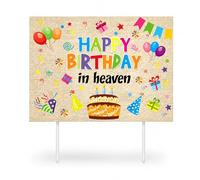 Happy Birthday in Heaven Decoration Colorful Grave Ornaments Delicate Graveside Ornaments Happy Birthday in Heaven Decoration for Cemetery Garden Patio Memorial