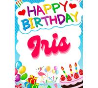 Happy Birthday Iris: Birthday Sketchbook and Notebook for Doodling, Sketching, Drawing, Painting, Diary Flamingo Birthday gift for Girls: 120 Pages, 8.5*11 inch