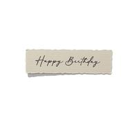 Happy Birthday - Ivory Textured Calligraphy Card | Various Sizes | Cake Topper/Charm - Handwritten script (6pc 2 inch wide)