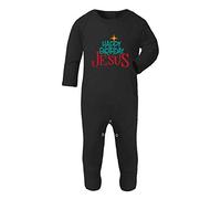 Happy Birthday Jesus [BCX] Baby Romper Jumpsuit with feet, 3-6 Months, Black