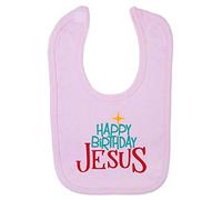Happy Birthday Jesus [BCX] Cotton Baby bib - Pastel Pink