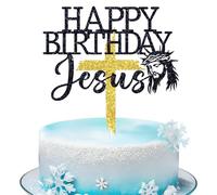 Happy Birthday Jesus Cake Topper, Merry Christmas, Jesus is the Reason for the Season, Christmas Birthday Party Decorations