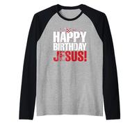 Happy Birthday Jesus Party Hat Christmas Christians Tees Raglan Baseball Tee