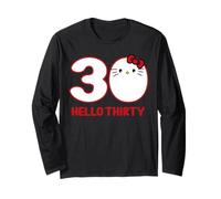 Happy Birthday Kitty Cute Hello Thirty Bday 30th Kawaii Gift Long Sleeve T-Shirt