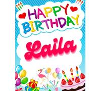 Happy Birthday Laila: Birthday Sketchbook and Notebook for Doodling, Sketching, Drawing, Painting, Diary Birthday gift for Girls: 120 Pages, 8.5*11 inch