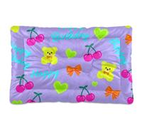 Happy Birthday Lavender Bear Cherry Washable Dog Bed Mat Non-Slip Soft Comfortable Kennel Pad for Large Jumbo Medium Small Dogs 24" x 18"