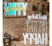 Happy Birthday Letter Metal Die Cuts,Big Words Happy Birthday Frame Background Wedding Cutting Dies Cut Stencils for DIY Photo Decorative Embossing Paper Dies for Scrapbooking Card Making