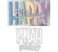 Happy Birthday Letter Metal Die Cuts,Big Words HappyBirthday Frame Background Wedding Cutting Dies Cut Stencils for DIY Photo Decorative Embossing Paper Dies for Scrapbooking Card Making