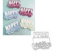 Happy Birthday Letter Metal Die Cuts, Words HappyBirthday Frame Stencils DIY Crafts Cards Cutting Dies Cuts for DIY Embossing Card Making Photo Decorative Paper Dies Scrapbooking