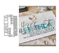 Happy Birthday Letter Word Metal Die Cuts, Birthday Party Invitation Card Cutting Dies Cut Stencils for DIY Scrapbooking Album Decorative Embossing Paper Dies Card Making