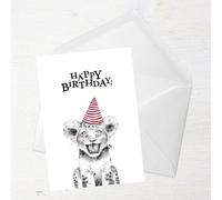 Happy Birthday Lion Cub Hat Greetings Card - Large Card